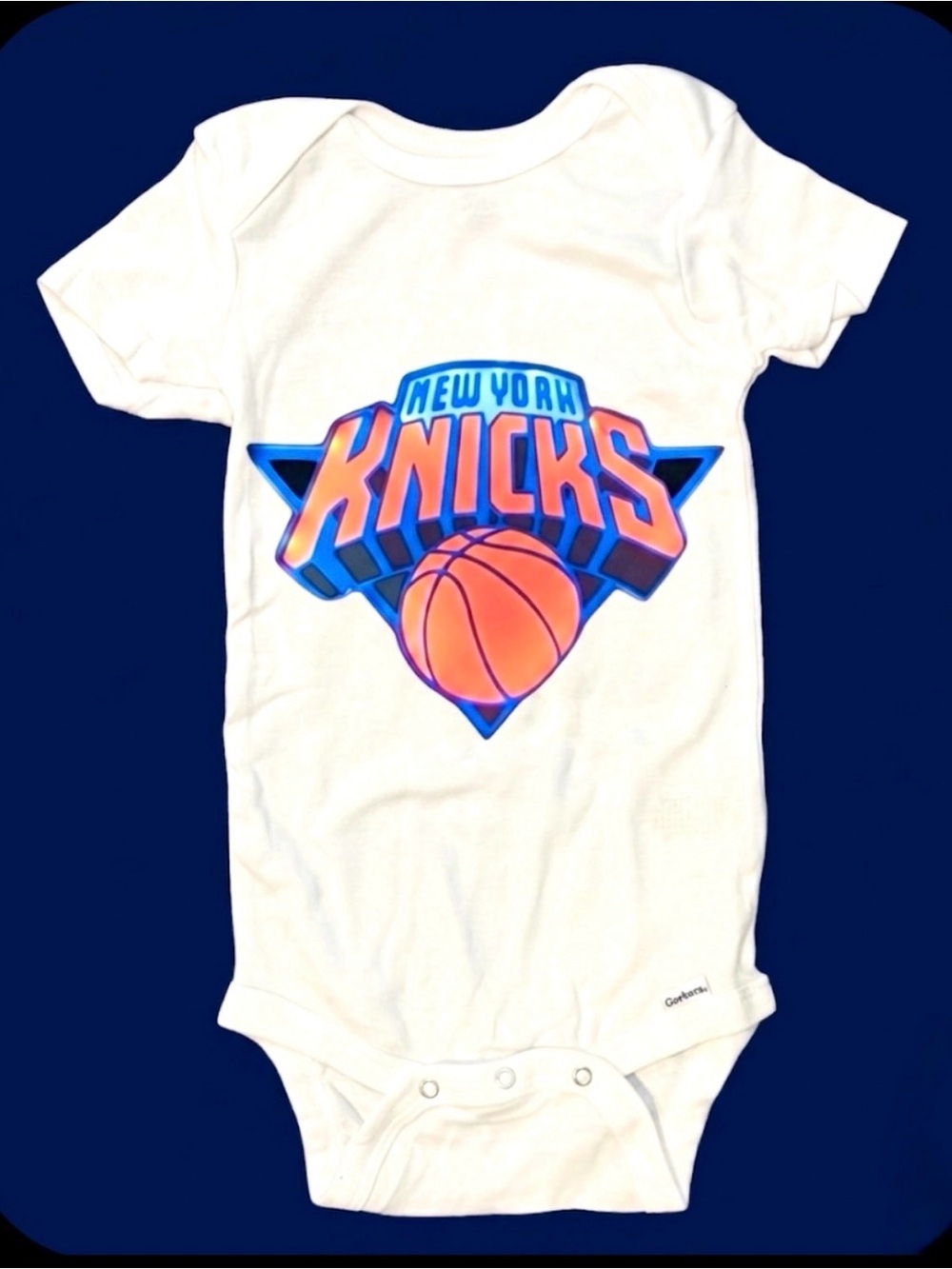 New York Knicks White Baby Onesie with Logo